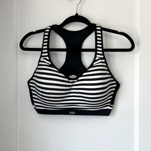 VS X SPORTS BRA, 38D, Black & White Horizontal Stripes